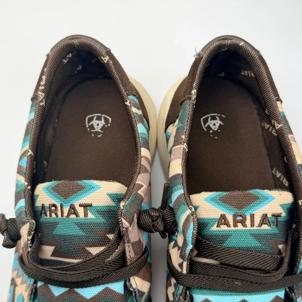 Ariat Hilo Shoes Mens 12D Brown Blue Southwestern Aztec Canvas Slip On Casual